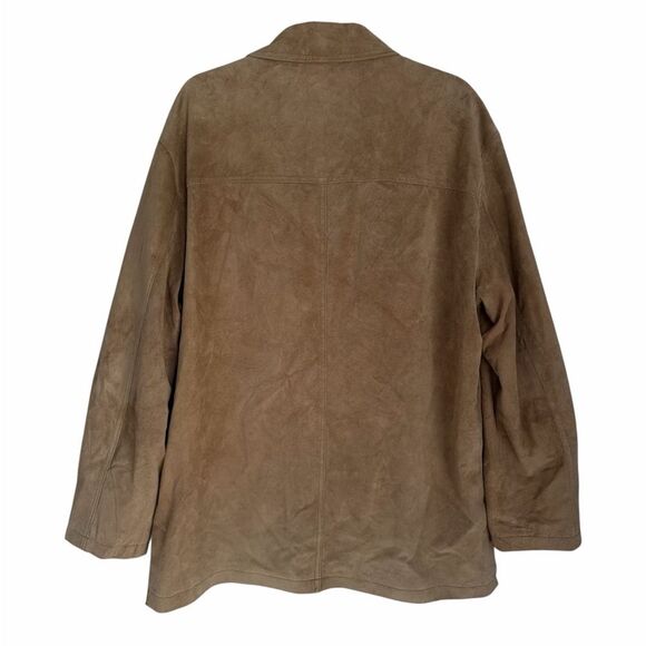 VTG 90s Newport Harbor Genuine Suede Leather Jacket Men’s Tan Washable Size L - Picture 2 of 16